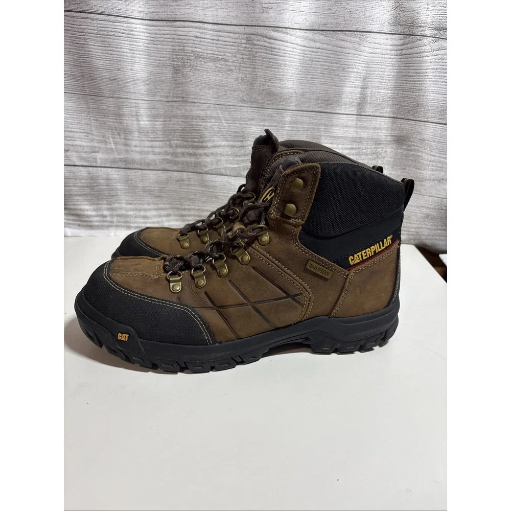 Caterpillar Men's 11.5 Threshold WP Steel Toe Work Boot Brown